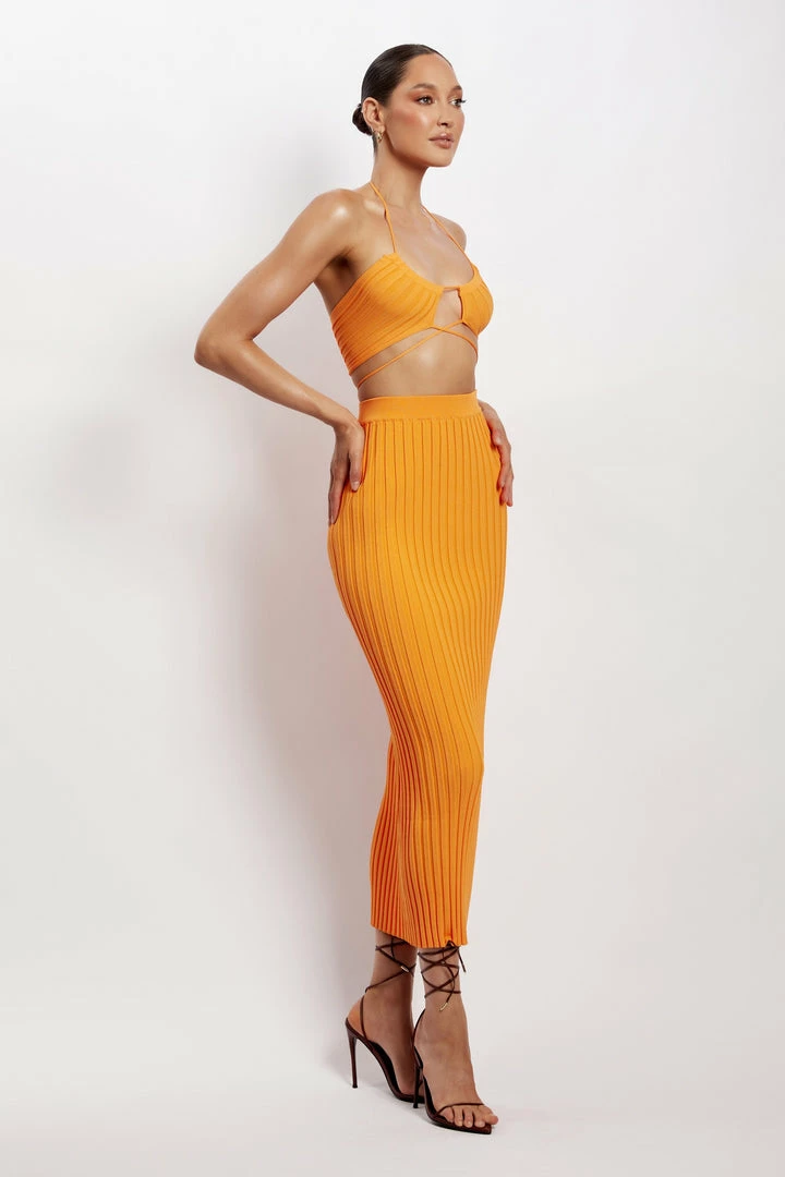 EMS All Tops Stacey Ruched Knit Halter Top - Orange 5 EMS All Tops Stacey Ruched Knit Halter Top - Orange