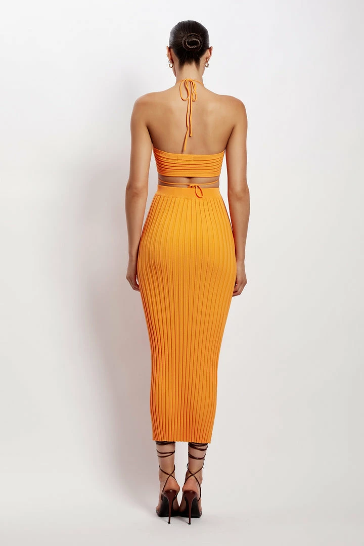 EMS All Tops Stacey Ruched Knit Halter Top - Orange 2 EMS All Tops Stacey Ruched Knit Halter Top - Orange