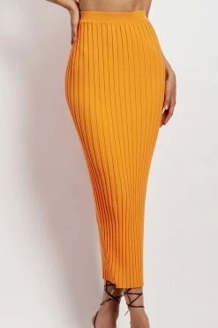 EMS Crystal Ribbed Midaxi Skirt - Orange All Bottoms
