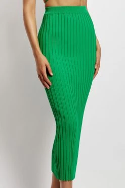 EMS All Bottoms Crystal Ribbed Midaxi Skirt - Green