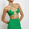 EMS Stacey Ruched Knit Halter Top - Green