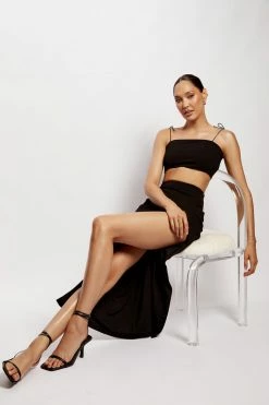 QNG Annalee Crepe Square Neck Cami Top - Black