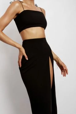 QNG Annalee Crepe Square Neck Cami Top - Black