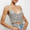 QNG Nikita Sequin Cowl Neck Top - Silver All Tops