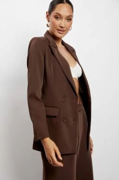 WNT Elena Oversized Blazer - Chocolate Two Piece Sets