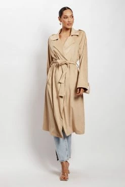 WNG Camilla Suede Trench Coat - Sand Coats & Jackets
