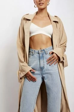 WNG Camilla Suede Trench Coat - Sand Coats & Jackets