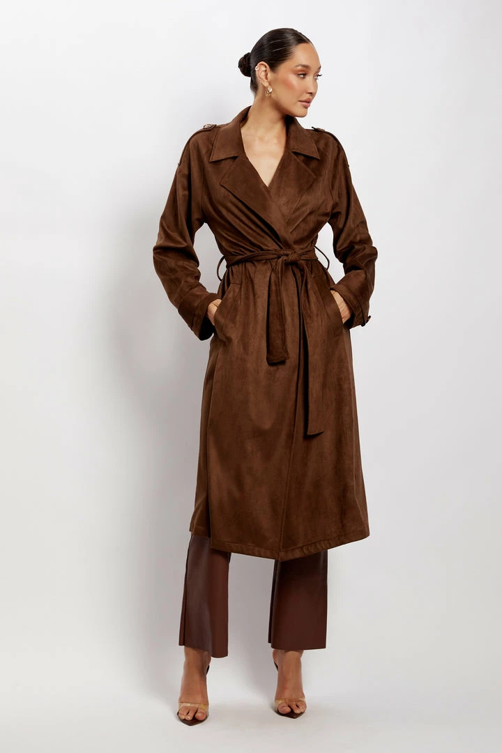 WNG Camilla Suede Trench Coat - Chocolate Coats & Jackets 6 WNG Camilla Suede Trench Coat - Chocolate Coats & Jackets