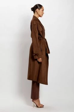 WNG Camilla Suede Trench Coat - Chocolate Coats & Jackets 14 WNG Camilla Suede Trench Coat - Chocolate Coats & Jackets