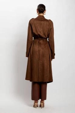 WNG Camilla Suede Trench Coat - Chocolate Coats & Jackets