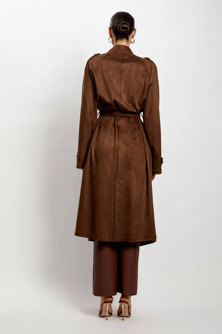 WNG Camilla Suede Trench Coat - Chocolate Coats & Jackets 2 WNG Camilla Suede Trench Coat - Chocolate Coats & Jackets
