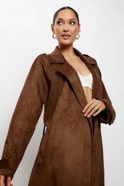 WNG Camilla Suede Trench Coat - Chocolate Coats & Jackets 15 WNG Camilla Suede Trench Coat - Chocolate Coats & Jackets