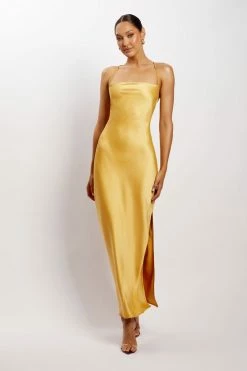 WNT DRESSES Sydney Straight Neck Slip Maxi Dress - Yellow