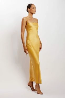 WNT DRESSES Sydney Straight Neck Slip Maxi Dress - Yellow