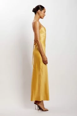 WNT DRESSES Sydney Straight Neck Slip Maxi Dress - Yellow
