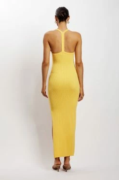 SOP DRESSES Yasamin Halter Knit Maxi Dress - Yellow
