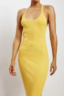 SOP DRESSES Yasamin Halter Knit Maxi Dress - Yellow