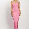 SOP Yasamin Halter Knit Maxi Dress - Bright Pink