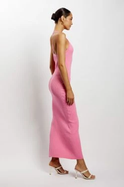 SOP Yasamin Halter Knit Maxi Dress - Bright Pink