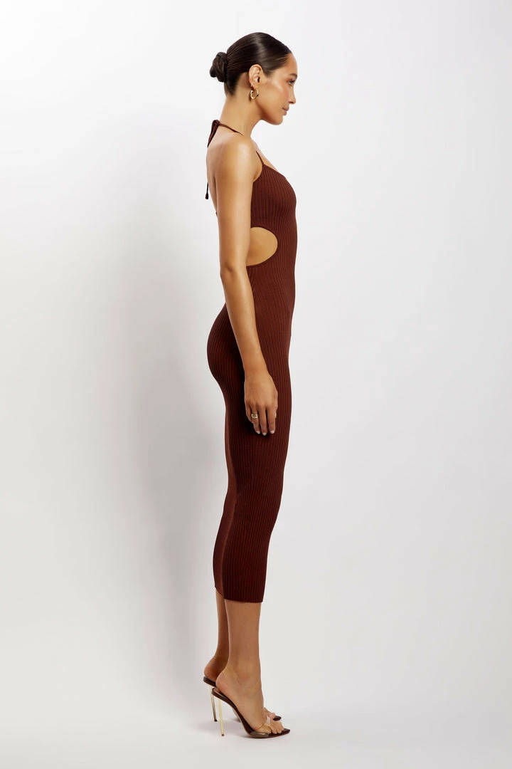 EMS DRESSES Morgan Halter Knit Midi Dress - Chocolate 5 EMS DRESSES Morgan Halter Knit Midi Dress - Chocolate