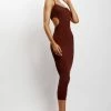 EMS DRESSES Morgan Halter Knit Midi Dress - Chocolate