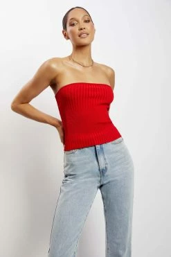 EMS Kyra Strapless Knit Top - Chilli Pepper All Tops