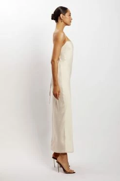 WNT DRESSES Sydney Straight Neck Slip Maxi Dress - Cream