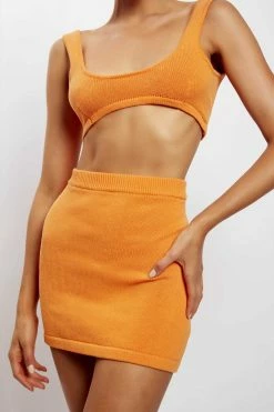 EMS Aleah Knitted Mini Skirt - Mandarin Two Piece Sets