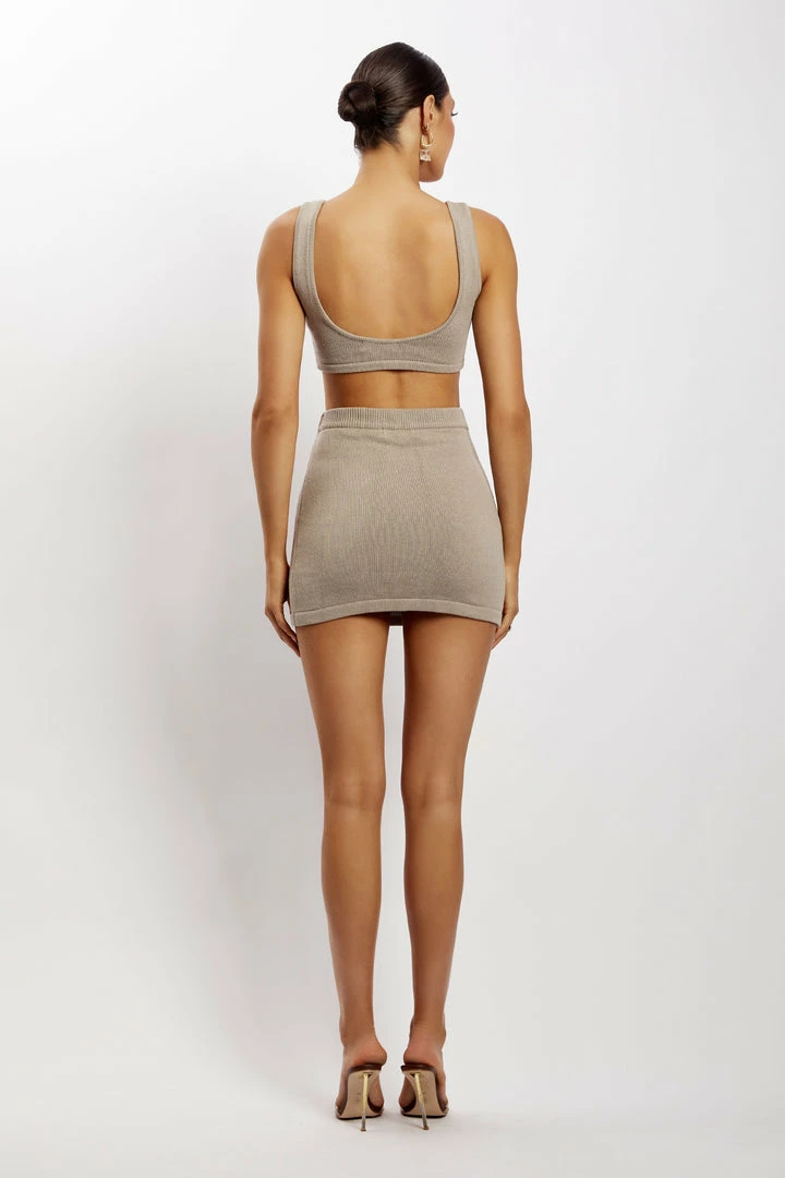 EMS Aleah Knit Crop Top - Wheat Marle 11 EMS Aleah Knit Crop Top - Wheat Marle