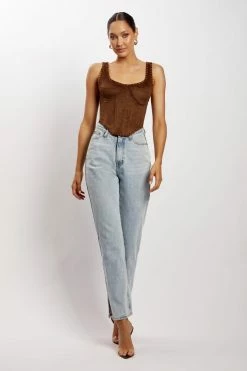 WNT Audrey Suede Corset - Chocolate Two Piece Sets