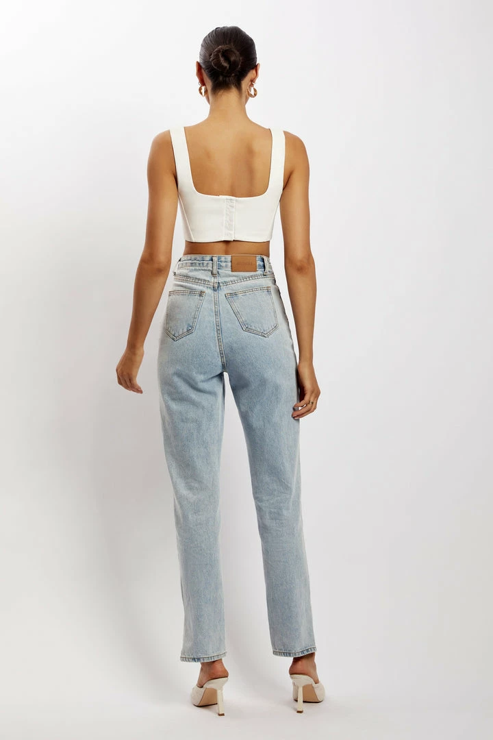 LCH All Tops Kali Faux Leather Corset - Cream 3 LCH All Tops Kali Faux Leather Corset - Cream