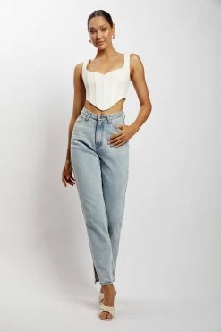 LCH All Tops Kali Faux Leather Corset - Cream 12 LCH All Tops Kali Faux Leather Corset - Cream