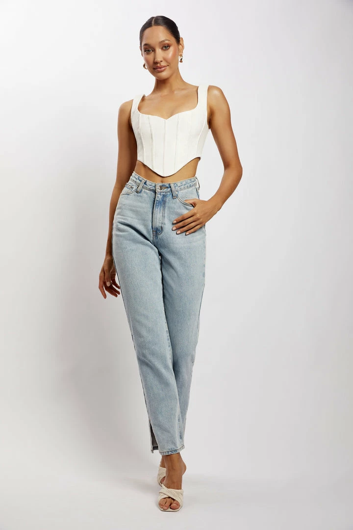 LCH All Tops Kali Faux Leather Corset - Cream 6 LCH All Tops Kali Faux Leather Corset - Cream