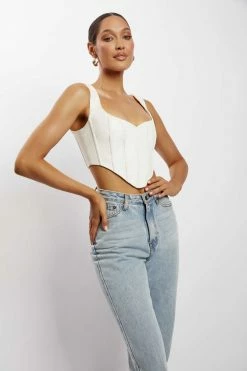 LCH All Tops Kali Faux Leather Corset - Cream 10 LCH All Tops Kali Faux Leather Corset - Cream