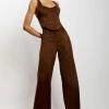 WNT Two Piece Sets Audrey Suede Wideleg Pants - Chocolate