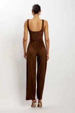 WNT Two Piece Sets Audrey Suede Wideleg Pants - Chocolate