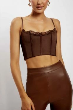 QNG Lake Lace Cami Crop Top - Chocolate All Tops 17 QNG Lake Lace Cami Crop Top - Chocolate All Tops