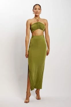 ROM All Bottoms Alizeh Maxi Ice Jersey Skirt - Green