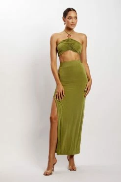 ROM All Bottoms Alizeh Maxi Ice Jersey Skirt - Green