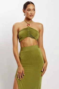 ROM Alizeh Ruched Halter Crop Top - Green 16 ROM Alizeh Ruched Halter Crop Top - Green