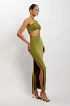 ROM All Bottoms Alizeh Maxi Ice Jersey Skirt - Green