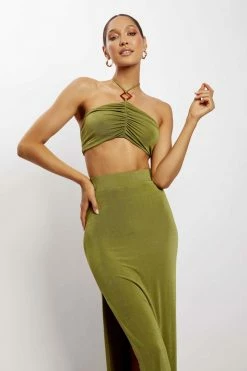 ROM All Bottoms Alizeh Maxi Ice Jersey Skirt - Green