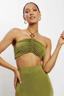 ROM Alizeh Ruched Halter Crop Top - Green 13 ROM Alizeh Ruched Halter Crop Top - Green