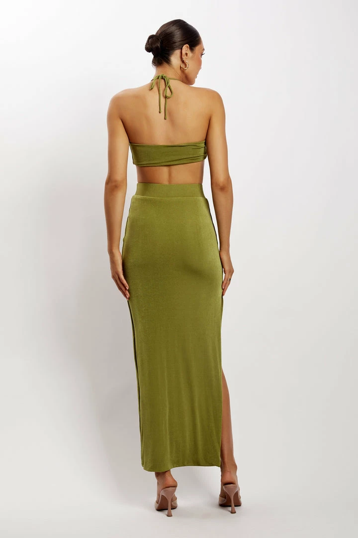 ROM Alizeh Ruched Halter Crop Top - Green 9 ROM Alizeh Ruched Halter Crop Top - Green