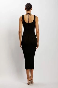 EMS DRESSES Liana Bandeau Knitted Midi Dress - Black