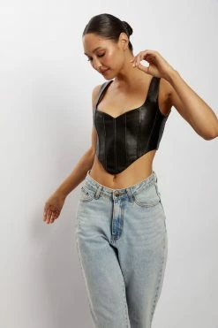 LCH All Tops Kali Faux Leather Corset - Black 15 LCH All Tops Kali Faux Leather Corset - Black