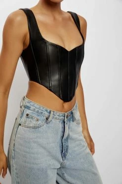 LCH All Tops Kali Faux Leather Corset - Black 16 LCH All Tops Kali Faux Leather Corset - Black