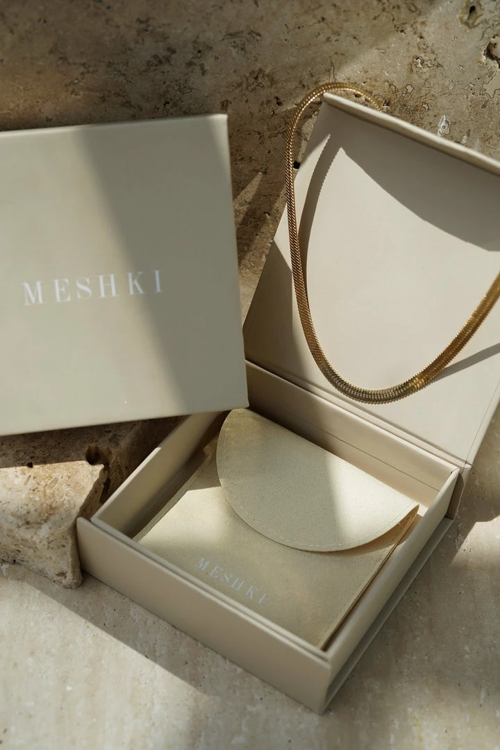 ZNY All Accessories Nour 14K Gold Plated Snake Chain Gold Plated Necklace - Gold 4 ZNY All Accessories Nour 14K Gold Plated Snake Chain Gold Plated Necklace - Gold