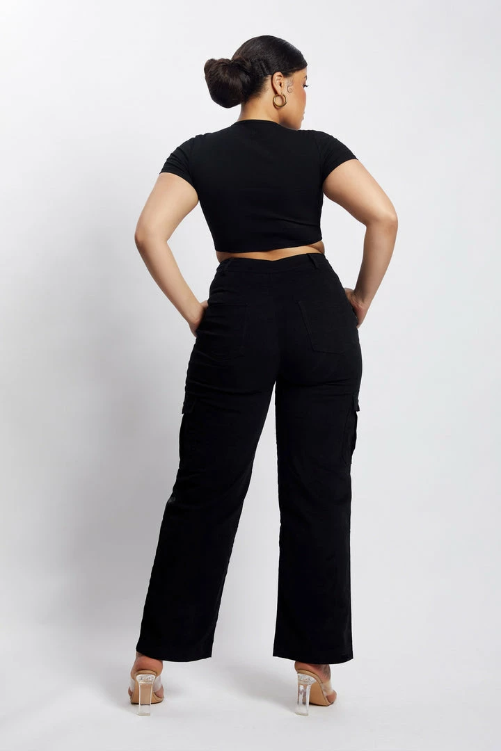 QNG All Bottoms Evangeline Pocket Detail Cargo Pants - Black 6 QNG All Bottoms Evangeline Pocket Detail Cargo Pants - Black