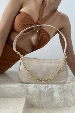 CSO All Accessories Blakely Croc Chain Bag - Stone